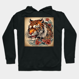 Old School Vintage Tattoo Art Tiger Hoodie